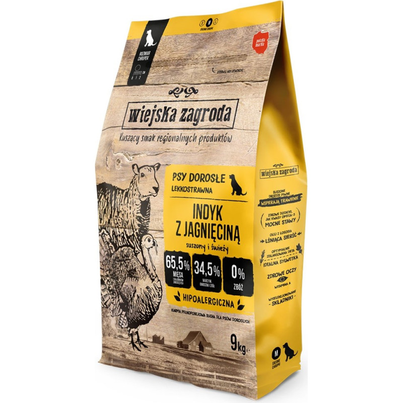 Wiejska Zagroda Turkey with lamb M - dry dog food - 9kg