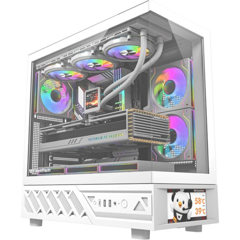 Darkflash DS950V computer case with display (white) + 6 fans