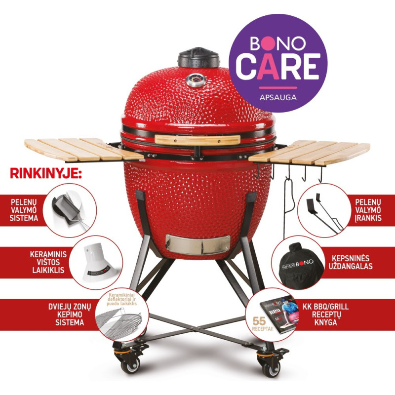 Kamado Grils BONO GRANDE, sarkana
