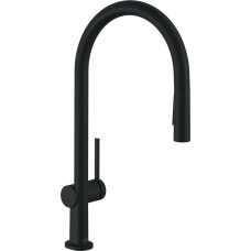 Hansgrohe Virtuves jaucējkrāns ar izvelkamu &scaron;ļūteni Talis M54 72801670 (melnā matētā apdare)