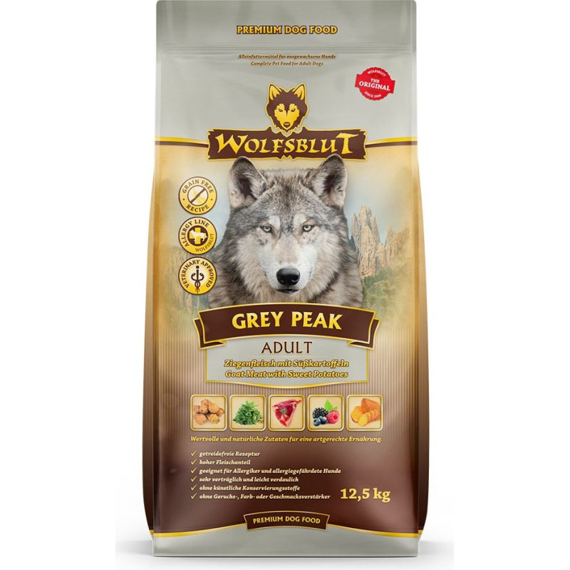 Wolfsblut Grey Peak Goat with sweet potatoes - dry dog food - 12,5kg