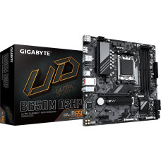 Gigabyte B650M D3HP Motherboard - AMD Ryzen 9000 Series CPUs, 5+2+2 Phases VRM, up to 7600MHz DDR5 (OC), 2xPCIe 4.0 M.2, 2.5GbE LAN, USB 3.2 Gen 1