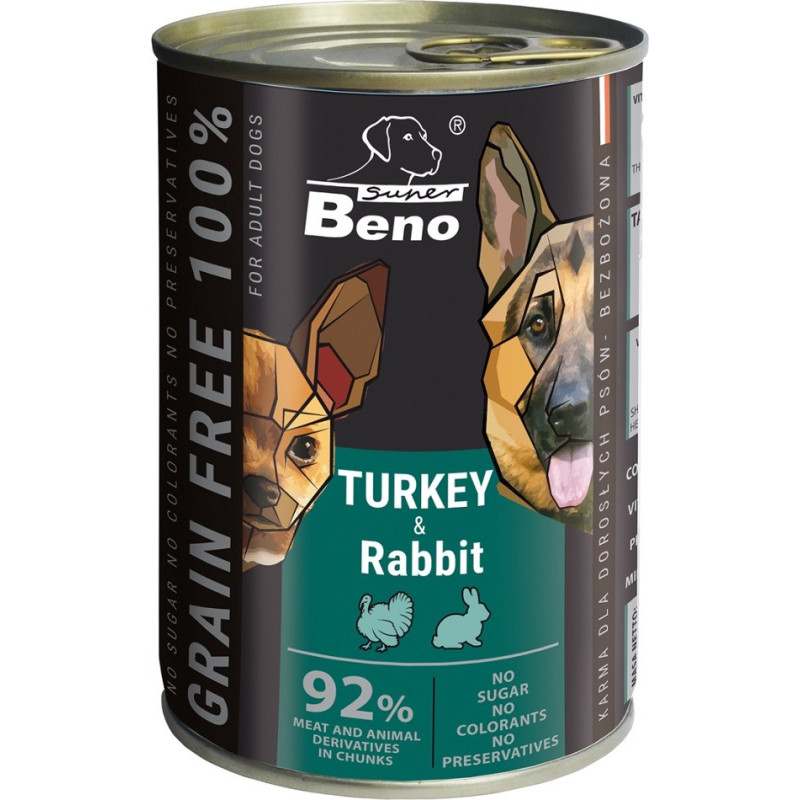 Certech SUPER BENO Turkey and rabbit - wet dog food - 415g