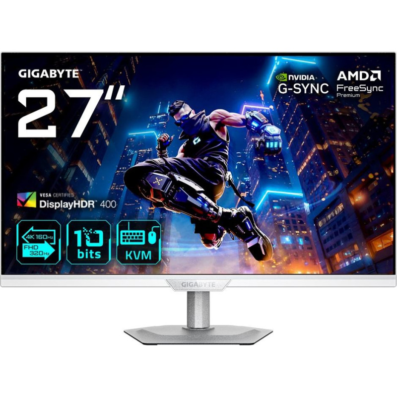 Gigabyte M27UP ICE 27&rdquo; 4K UHD Gaming Monitor - Dual Mode (4K 160Hz or FHD 320Hz), 3840 x 2160, 1ms, 350 cd/m&sup2;, FreeSync Premium, DisplayHDR400, HDMI 2.1, Displayport 1.4