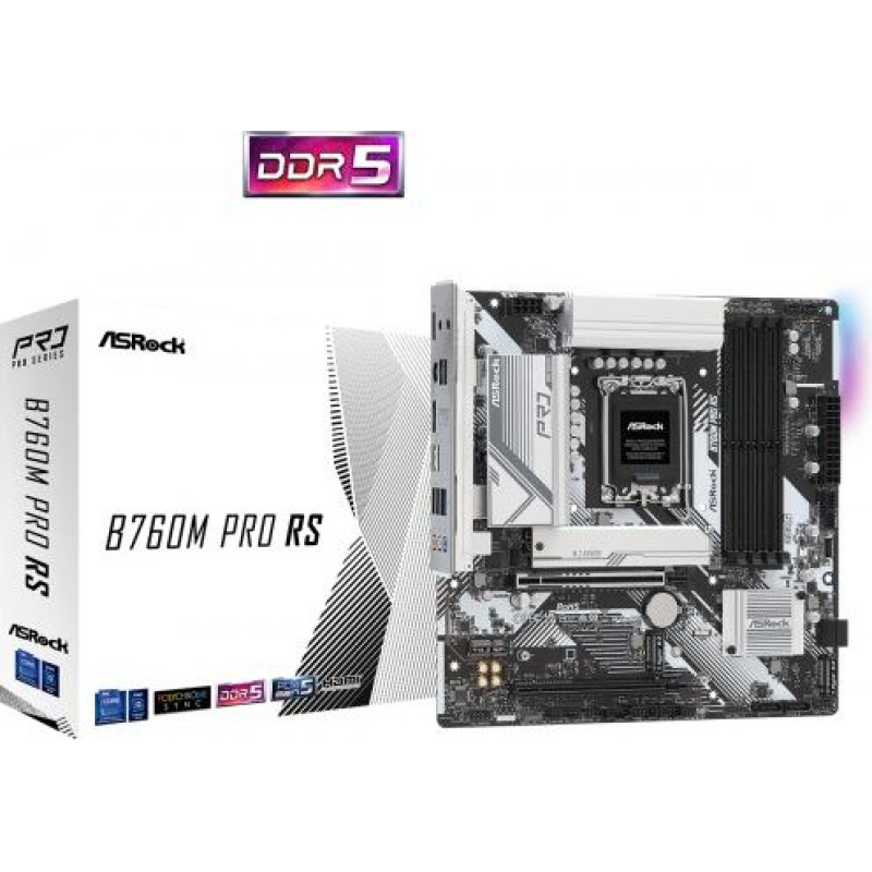 Asrock Motherboard B760M Pro RS s1700 4DDR5 DP/HDMI mATX
