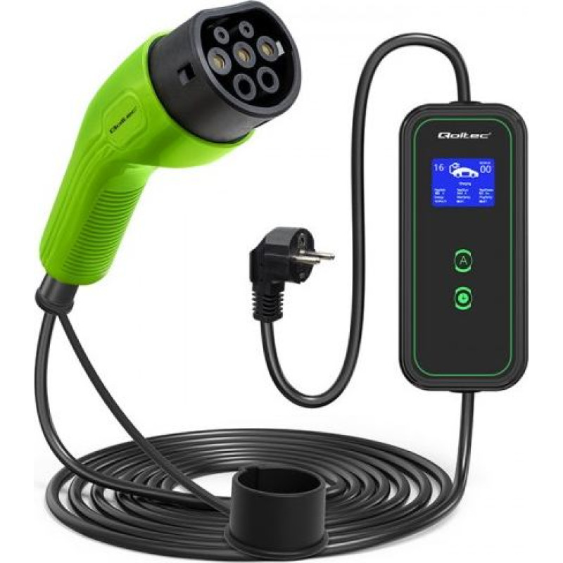 Qoltec Mobilna ładowarka do samochod&oacute;w EV 2 w 1 typ2 | 3.5kW | 230V