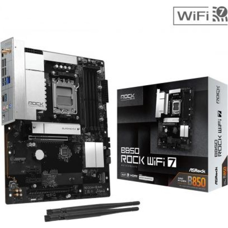 Asrock Motherboard B850 ROCK WIFI 7 AM5 4DDR5 ATX