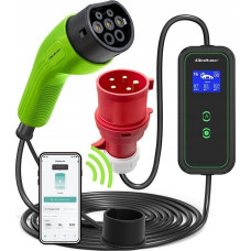 Qoltec Mobilna ładowarka do samochodu elektrycznego EV z regulacją 2w1 Typ2 | 11kW | CEE 5 PIN | Wi-fi| LCD | 3 fazy | Przenośna | Wallbox | 5m