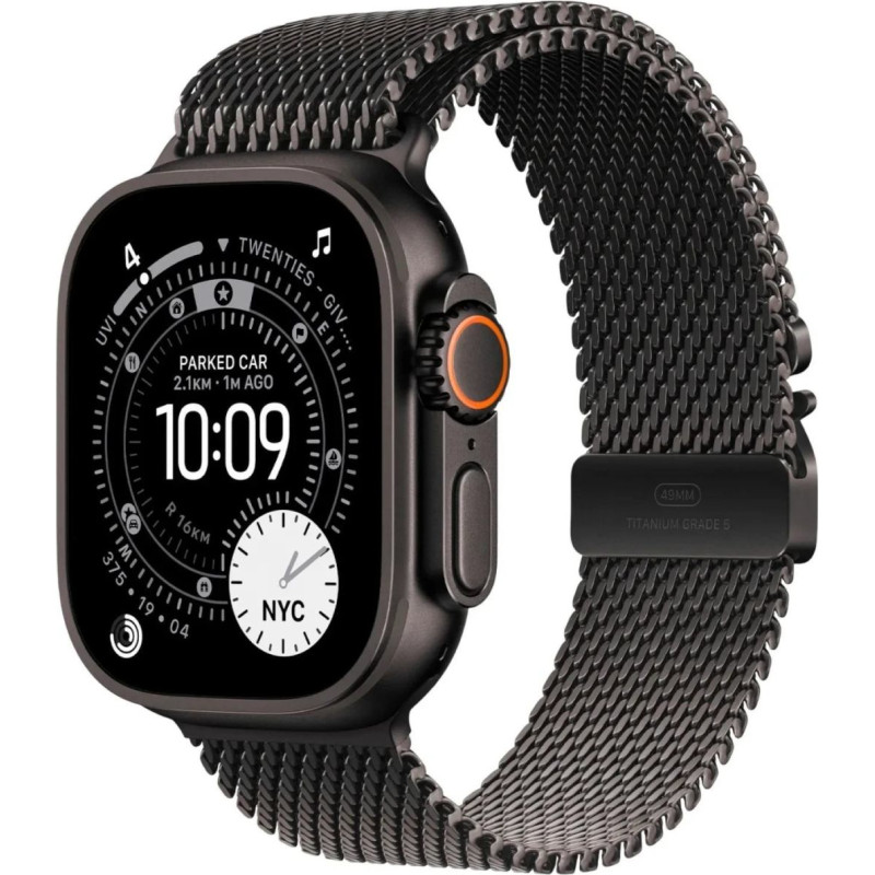 Apple Watch Ultra 3 GPS + Cellular 49mm Black Titanium Case | Black Titanium Milanese Loop - M