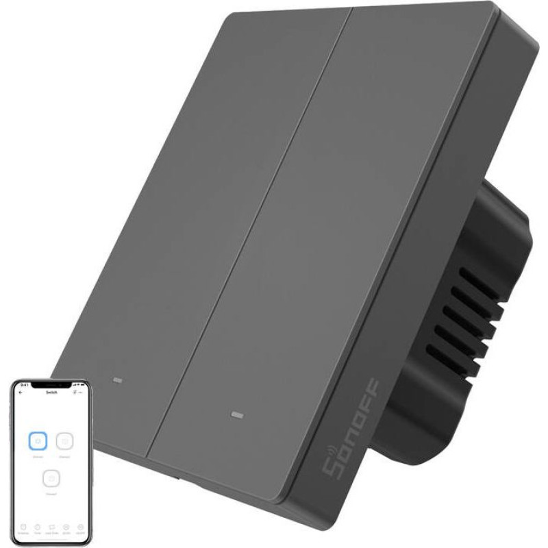 Sonoff Smart WiFi wall switch SONOFF M5-2C-80 (2-channel, for frame, graphite)