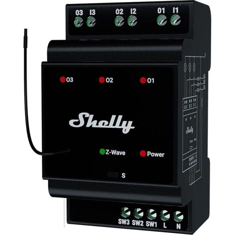 Shelly Qubino Wave Pro 3 Z-Wave 3 channel DIN rail relay