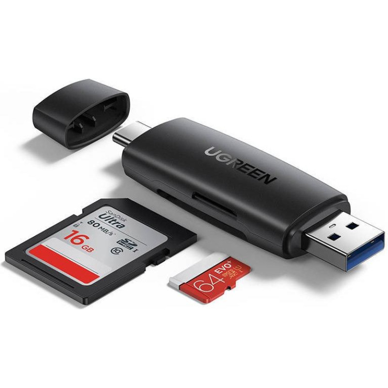 Ugreen SD/micro SD card reader adapter (USB-A/USB-C) black (CM304)