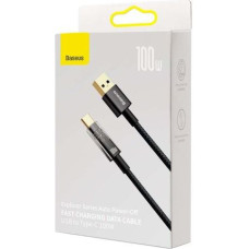 Baseus Type-C Explorer Series Auto Power-Off Fast Charging Data Cable 100W, 1m Black (CATS000201)