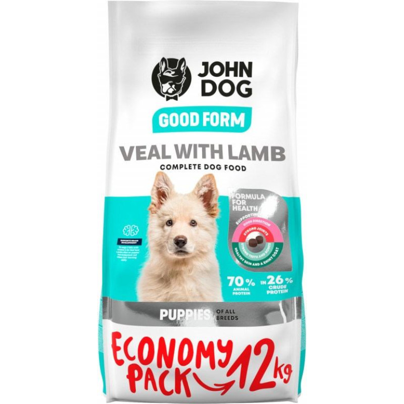 John Dog Good Form Puppy Veal with lamb - dry dog food - 12 kg