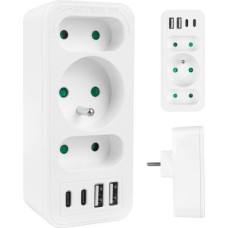 Maclean Splitter 3-socket MCE248 F/W 2xUSB-A 2xUSB-C white