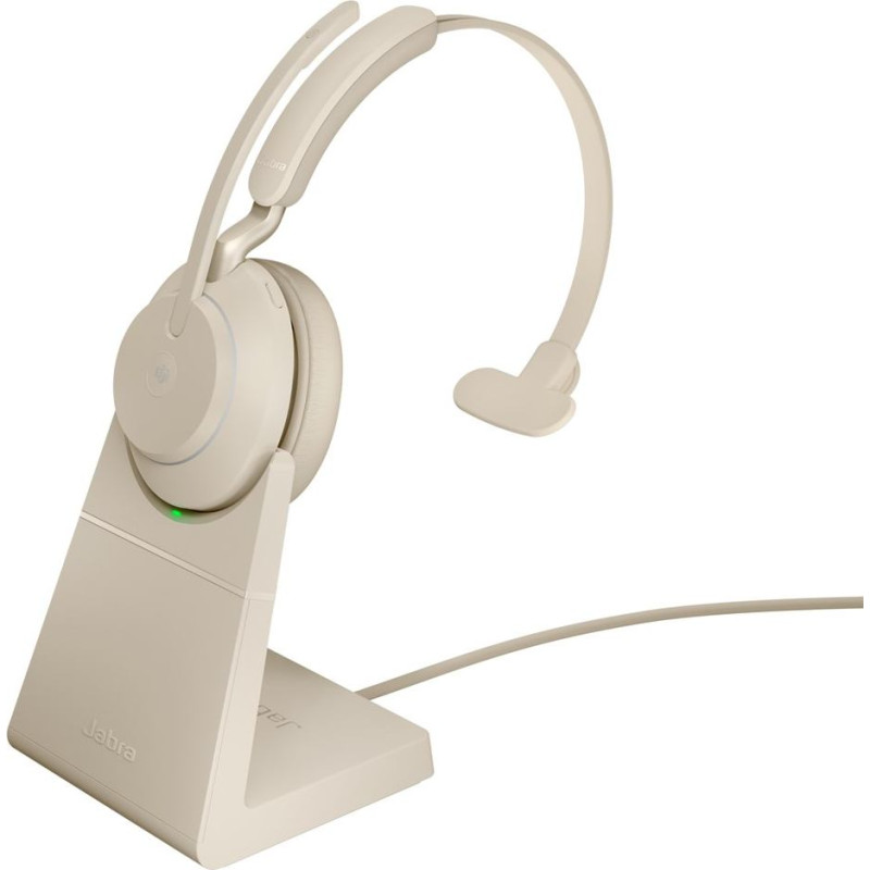 Jabra Evolve2 65 MS Mono Link380c - wireless over-ear headphones with stand, beige