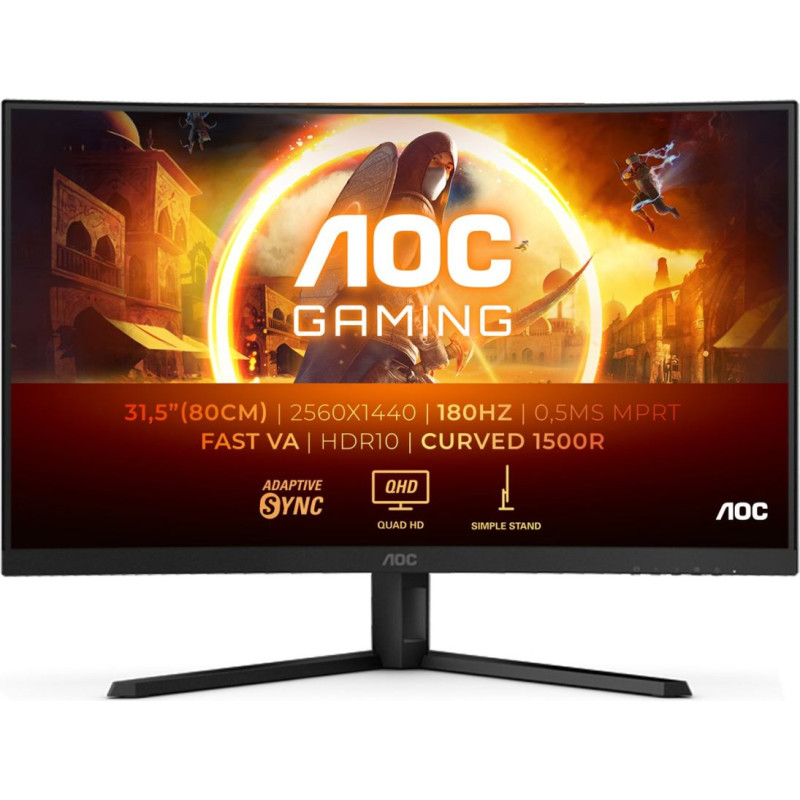 AOC G4 CQ32G4VE computer monitor 80 cm (31.5") 2560 x 1440 pixels Quad HD LCD Black, Grey