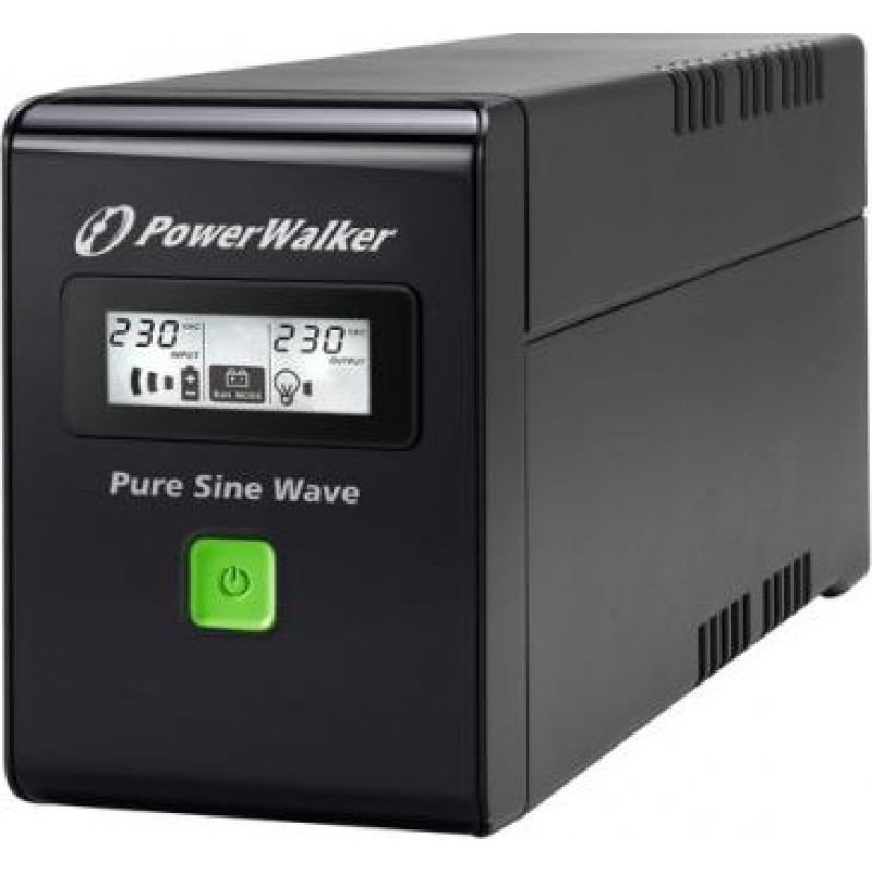 Powerwalker UPS line-interactive 600VA 2X PL 230V, pure sine wave, RJ11/45 IN/OUT, USB, LCD