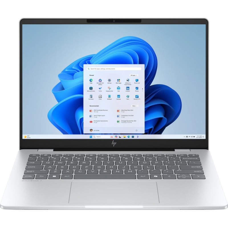 Hewlett-Packard HP OmniBook 7 AI 14-fr0003nw Ultra 5 225U 14"2K OLED BV LBL 300nits 16GB LPDDR5-7467 SSD512 Intel Arc Cam 5 Mpx IR 68Wh W11Pro Glacial Silver 2Y
