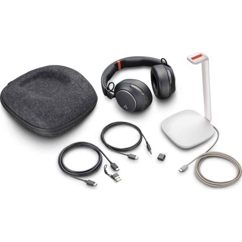 Poly Słuchawki Poly Voyager Surround 85 - Voyager Surround 80 series - Headset - nausznicowy - Bluetooth - bezprzewodowy - aktywna redukcja hałasu - Adapter USB-C via Bluetooth - czarny - certyfikowany UC