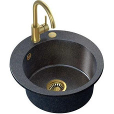 Steiner Zlewozmywak Steiner ART JAMES 210 (&Oslash;51x20) Steingran Art Gold Black Pearl z syfonem manualnym, baterią Naomi i zaślepką - czarny opalizacja złota