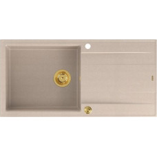 Graniteq EVAN 146 XL GraniteQ zlewozmywak z syfonem Push 2 Open 1-komorowy z/o (1000x500x210, kom. 420x480) pearl beige / elementy złote