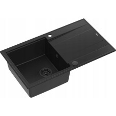 Graniteq Zlewozmywak GraniteQ EVAN 111 GraniteQ zlewozmywak z syfonem Push 2 Open 1-komorowy z/o (860x500x210) pure carbon / elementy pure carbon