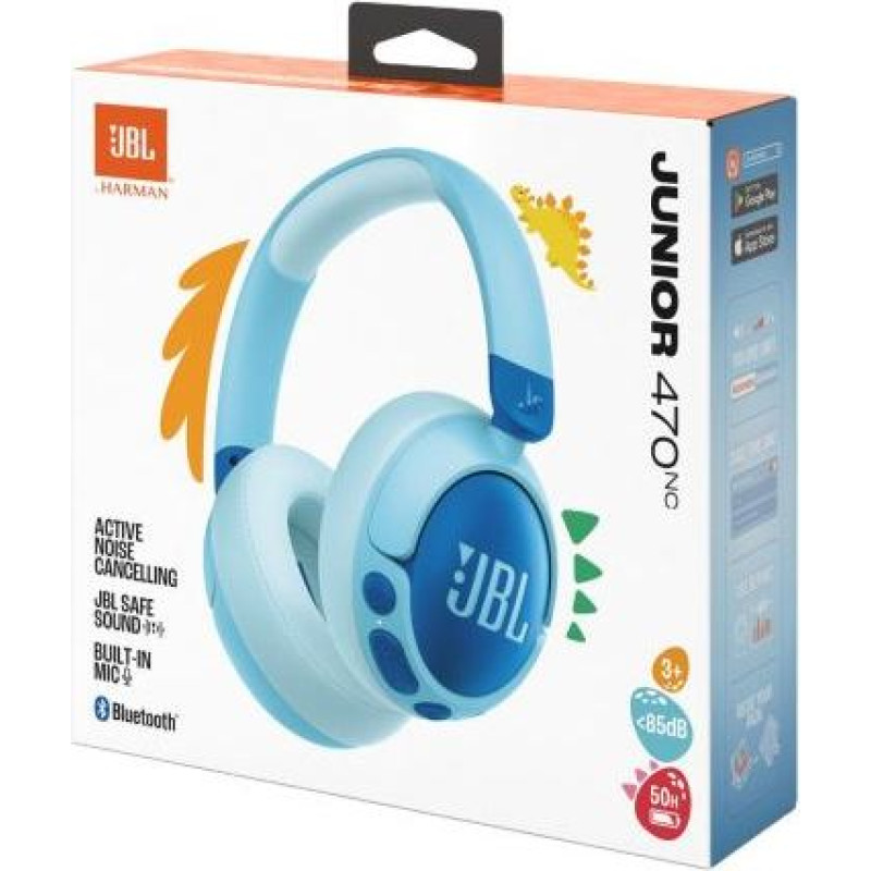 JBL JR470NC Bluetooth Wireless On-Ear Headphones for Kids Blue EU