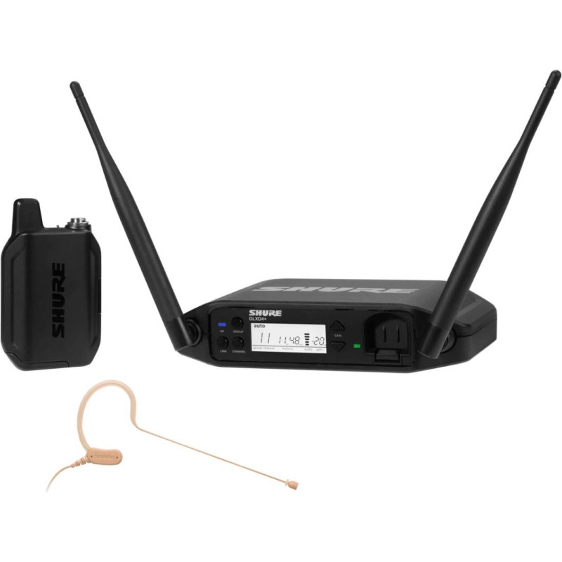 Shure glxd14+e/mx53-z4 - cyfrowy system bezprzewodowy dual band z nadajnikiem bodypack i mikrofonem nagłownym