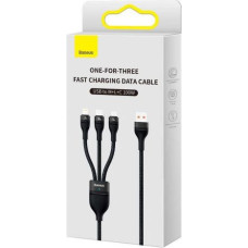 Baseus Universal Flash Series 3-in-1 Fast Charging Data Cable (USB-A to Micro + Lightning + Type-C) 100W, 1.2m Black (CASS030001)