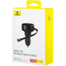 Baseus Car Charger Enjoyment Pro Fast Charger Type-C female, Lightning male (0.75m) Built-in Retractable Cable,55W Black EU (C00057803111-00)