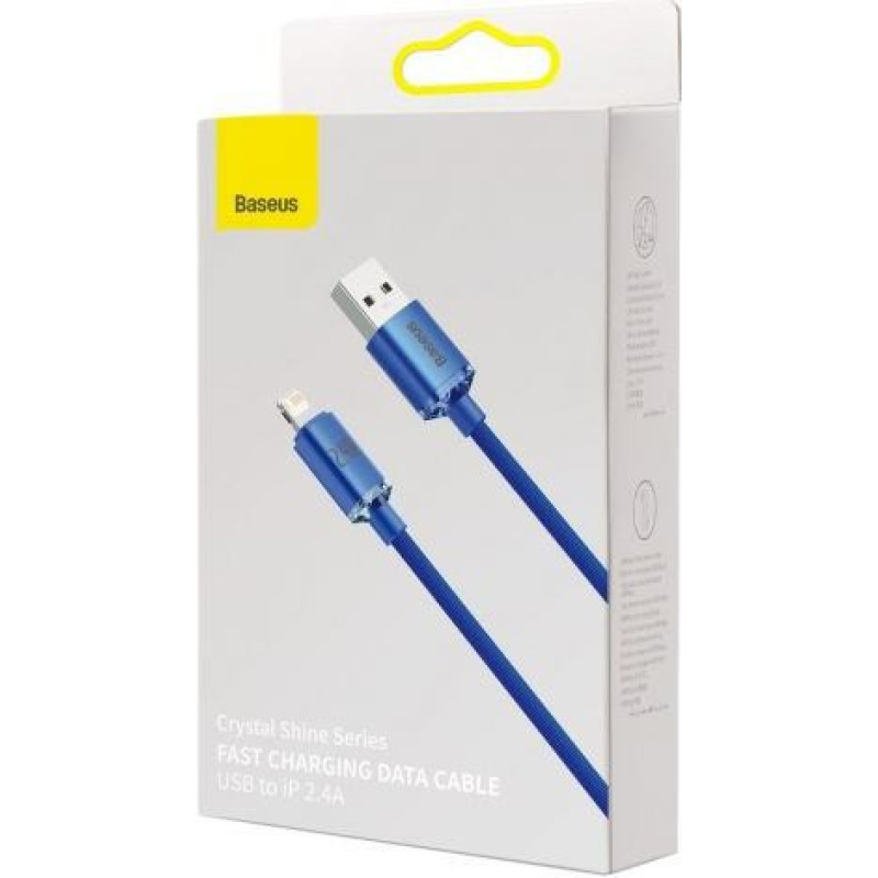 Baseus Lightning Crystal Shine Cable Series Fast Charging Data Cable 2.4A 1.2m Blue (CAJY000003)