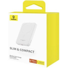Baseus Power Bank Magnetic Mini Wireless Charging, PD 20W, 5000 mAh with Type-C to Type-C cable (0.3m) White EU (P10022107223-00)