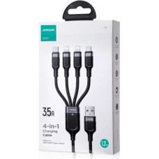 Joyroom 4-in-1 USB - Lightning/ Lightning/ Type-C/ Micro USB Cable Multi-Color Series A18, 3.5A, 1.2m, Black (S-1T4018A18l)