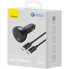 Baseus Car Charger Fast charger U+C+C, PD 3.0, QC 5.0, PPS, (with C+C cable 100W (20V/1.5A) 1m) 160W, Black (TZCCZM-0G)