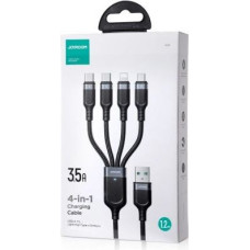 Joyroom 4-in-1 USB - Lightning/ Type-C/ Type-C/ Micro USB Cable Multi-Color Series A18, 3.5A, 1.2m, Black (S-1T4018A18c)