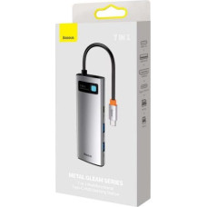 Baseus HUB Metal Gleam series 7-in-1 Multifunctional (Type-C to 2x USB 3.0, PD 100W / HDMI 4K 30Hz / RJ45 1Gbps, Type-C basic) Gray (WKWG020113)