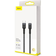 Baseus Type-C - Lightning Cafule Cable Durable Nylon Braided QC3.0 18W 1m Black/Gray (CATLKLF-G1)