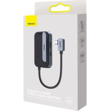 Baseus HUB for Smartphones and Tablets PadJoy 6-in-1 (USB 3.0, HDMI 2.0 4K 30Hz, Type-C female 100W, SD/TF reader, 3.5 mm Jack Socket) with Type-C output, Gray (WKWJ000113)