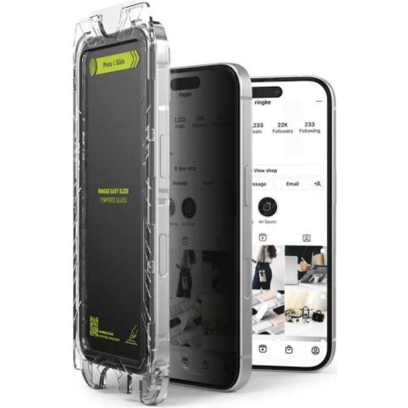 Ringke iPhone 16 Pro Max Screen Protector Privacy Premium Easy Slide Tempered Glass 9H with installation jig (2pcs) Transparent