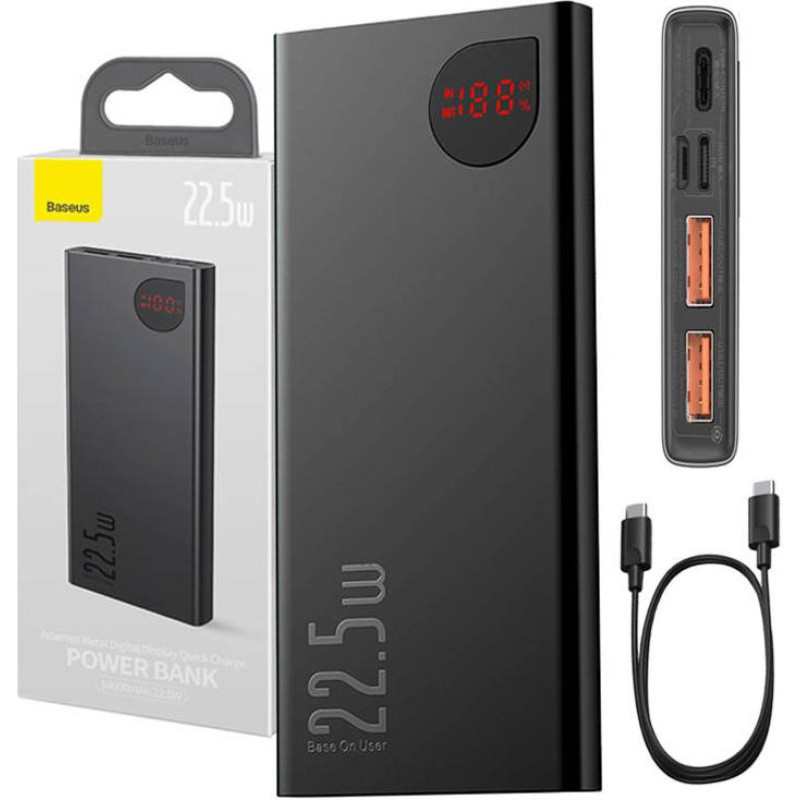 Baseus Powerbank Baseus Adaman Metal, 10000mAh, 2xUSB, USB-C, Lightning, MicroUSB  22.5W (black)