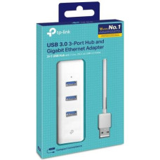 Tp-Link Network Adapter Cable UE330 USB to 3 x USB 3.0 and Ethernet RJ45, 1000Mb/s, White EU