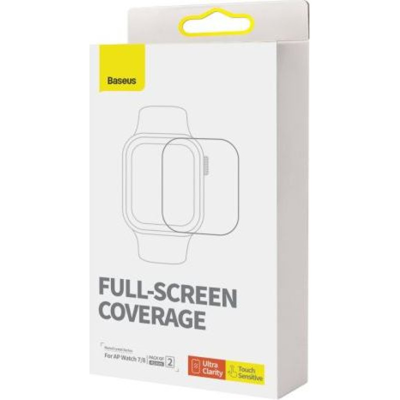 Baseus iWatch 0,2 mm, NanoCrystal Protective Film for Apple Watch 7/8/9, 41mm (2pcs) with mounting kit, Transparent (P6001510B201-02)