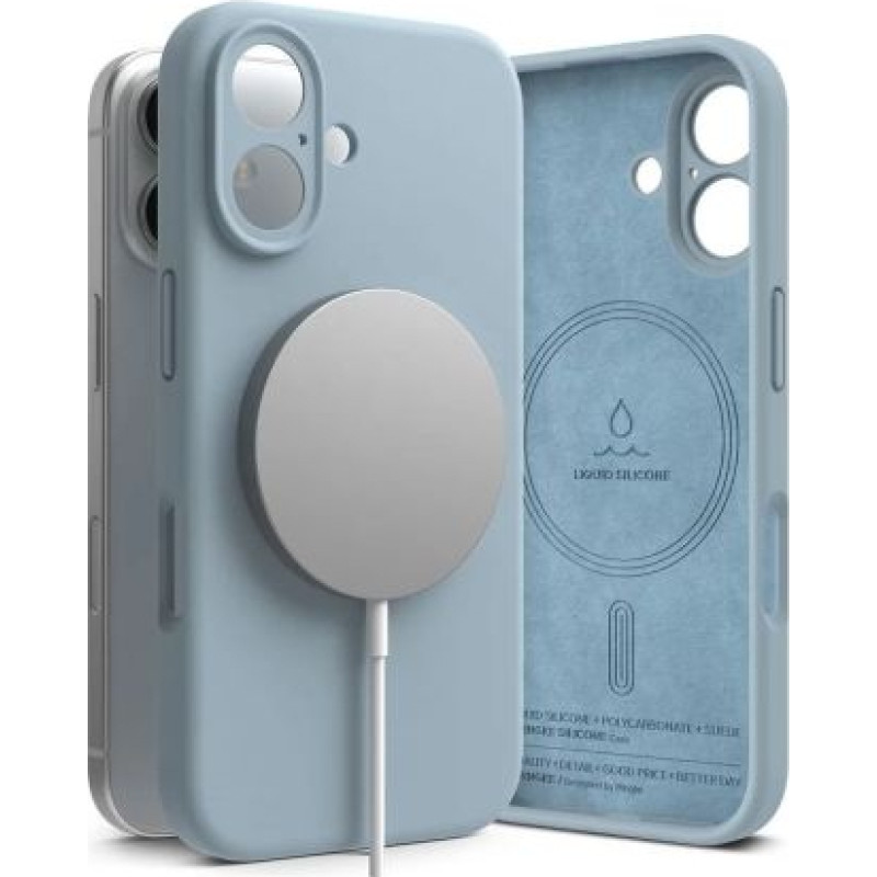 Ringke iPhone 16 Case Silicone Magnetic Blue