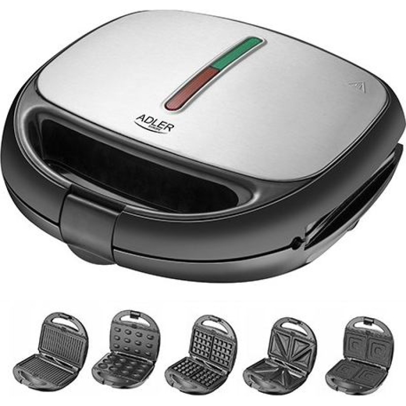 Adler AD 3040 sandwich maker 1200 W Black, Grey