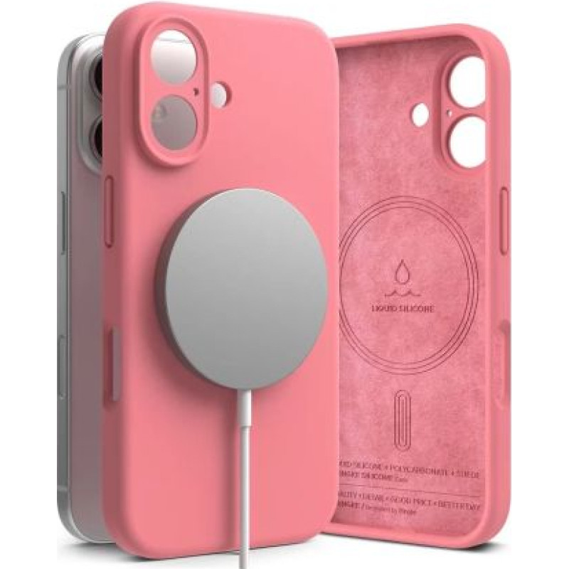 Ringke iPhone 16 Case Silicone Magnetic Pink
