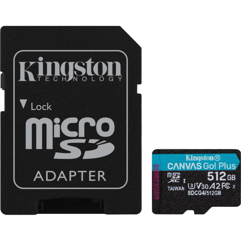 Kingston microSDXC Canvas Go! Plus Gen4 512GB A2 U3 V30 + adapter