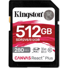 Kingston SDXC 512GB Canvas React Plus SDXC UHS-II 280R/100W U3 V60