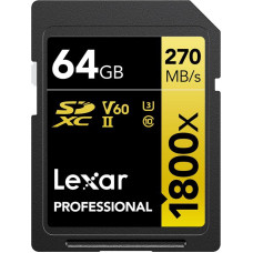 Lexar SDXC 64GB Professional 1800x UHS-II U3 (180/270 MB/s)