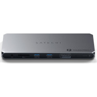 Satechi Thunderbolt 4 | 3.5mm audio | czytnik kart | 2x USB-A 3.2 | 2x HDMI 2.0 DisplayLink | 1x Ethernet | 3x TB4 downstream | DC/21V - zasilacz 180W | 96W TB4 passthrough
